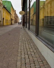 Walking the street in downtown Gothenburg.