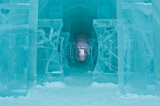 What it looks like just after you walk in the front door of the Ice Hotel.