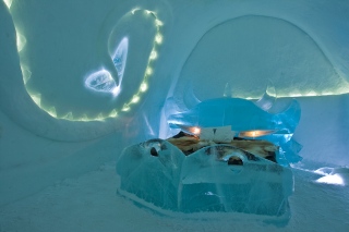 The dragon room in the Ice Hotel.