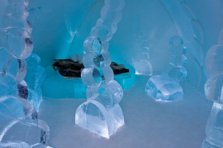 The Sphere room in the Ice Hotel.