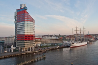 The Lipstick building and the old Danish ship.