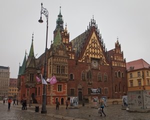 Wroc?aw historic City Hall built in a typical fourteenth century brick gothic.