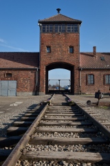 The main gate of Auschwitz II-Birkenau