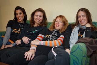 SDC Furies XP, Rhonda, Shannon, Karyn, and Anabel at the motel waiting for weather to clear.