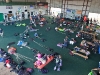 A photo from the upper deck in the hangar of the packing area.