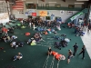 A photo from the upper deck in the hangar of the packing area.